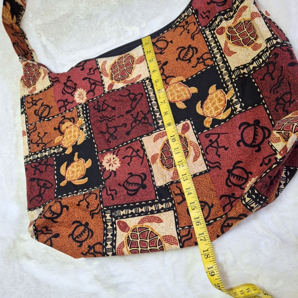 Hobo-style Sea Turtle Fabric Brown Large Crossbody Shoulder Bag  Made In Hawaii - Picture 13 of 16